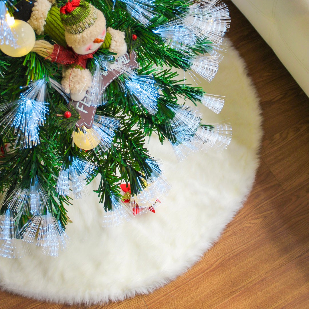 Pie De Árbol Navidad 120 cm Peludo - Blanco Perla