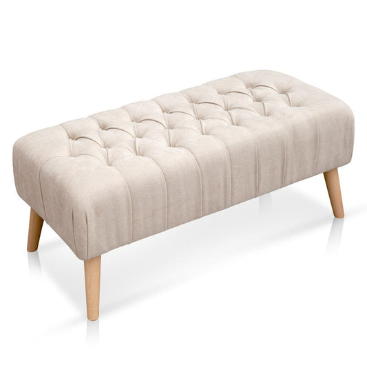 Banco Otomano En Tela Pet-friendly - Marfil - Banzay