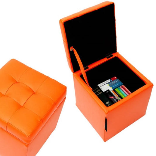 Baúl Organizador Puff Individual 40x40 - Naranja