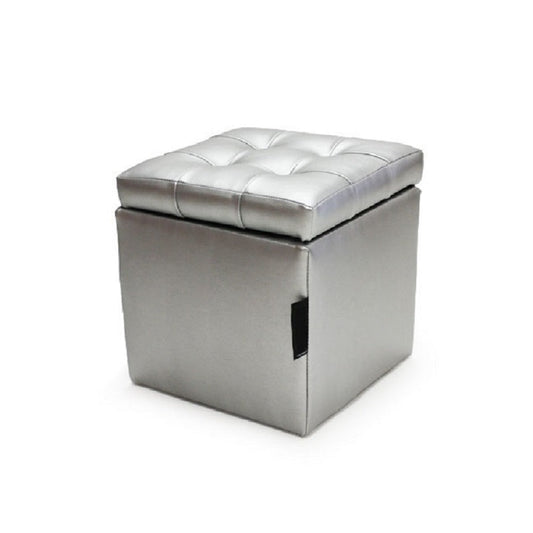 Baúl Organizador Puff Individual 40x40 - Plateado - Banzay