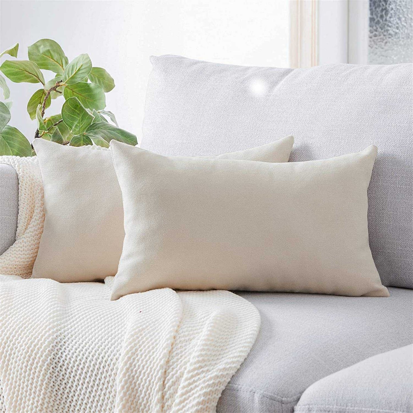 Almohada en Tela Con Funda y Relleno - Marfil