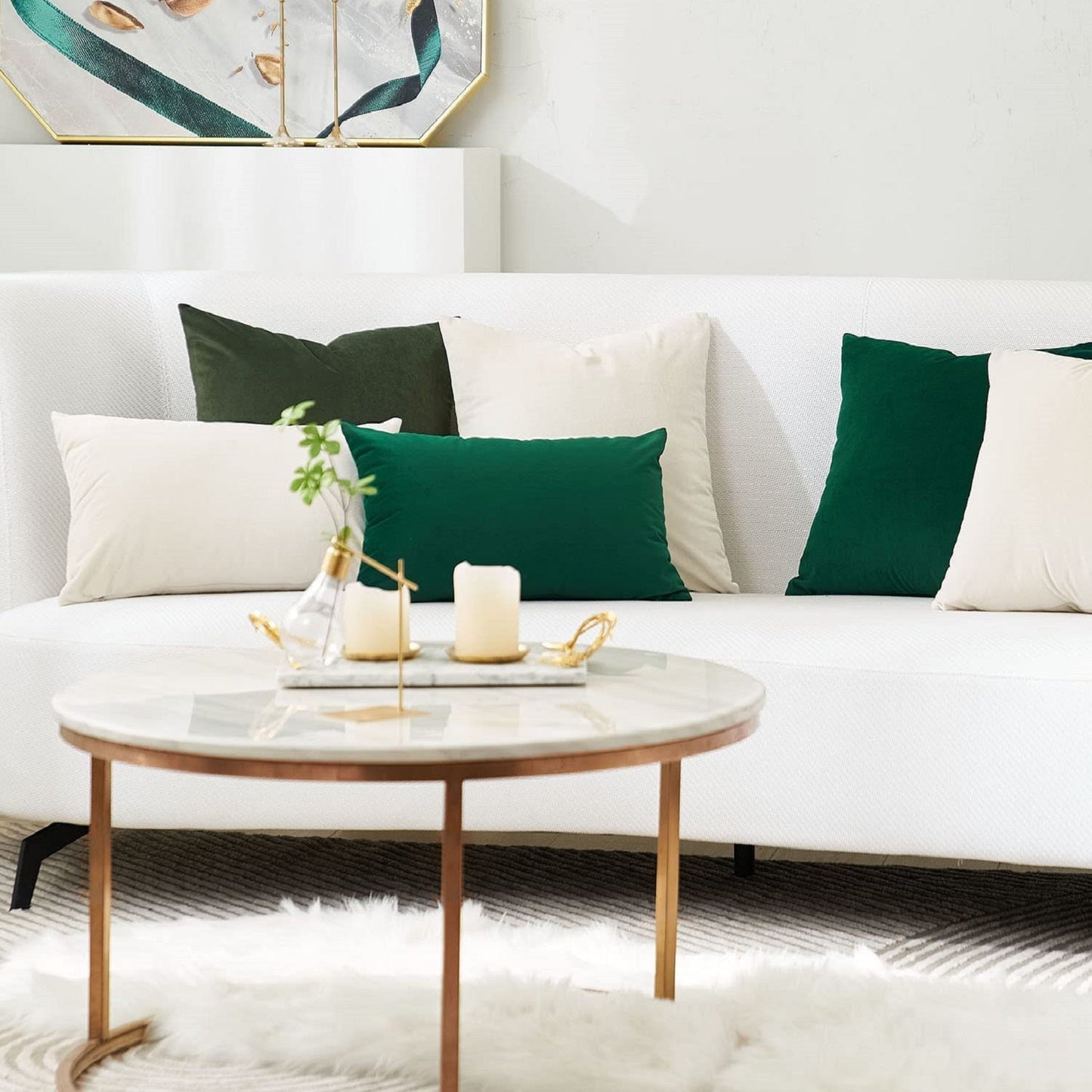 Almohada en Tela Con Funda y Relleno - Verde Esmeralda