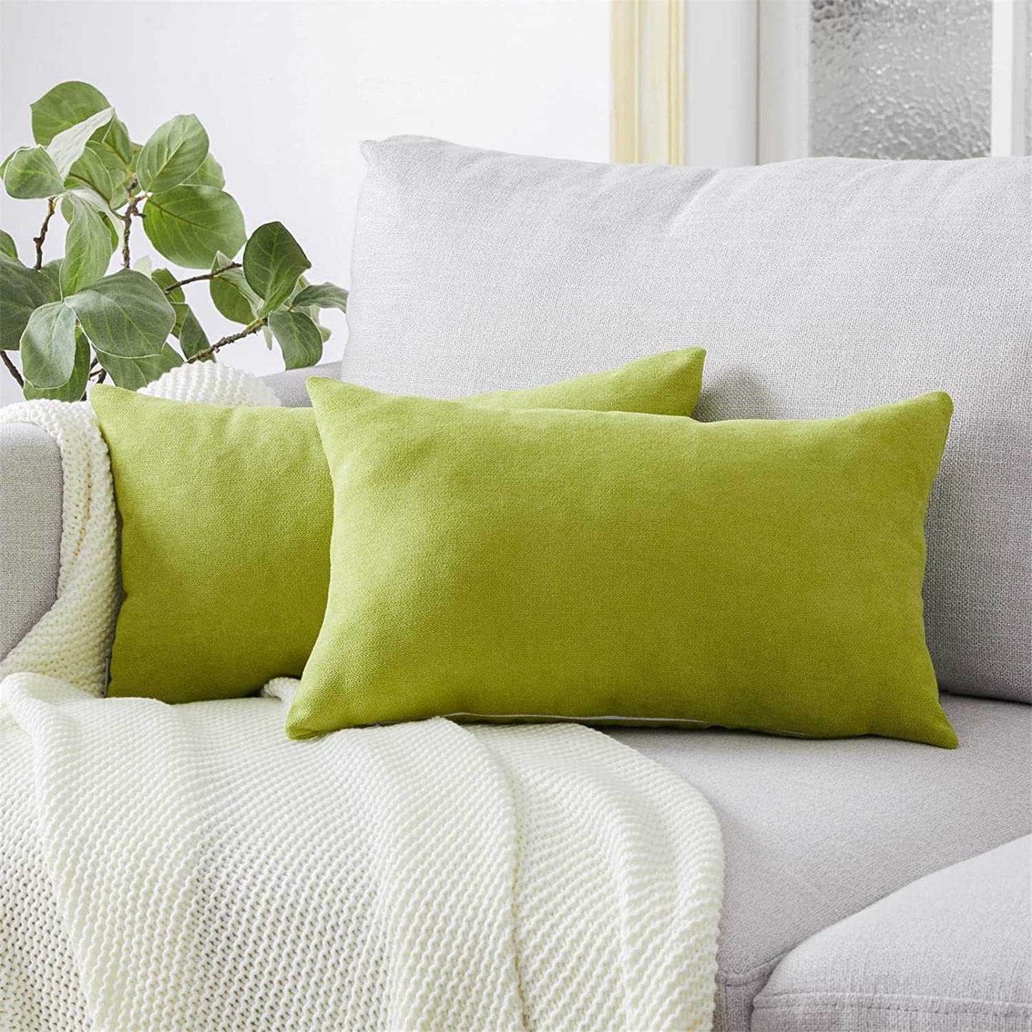 Almohada en Tela Con Funda y Relleno - Verde Pistacho