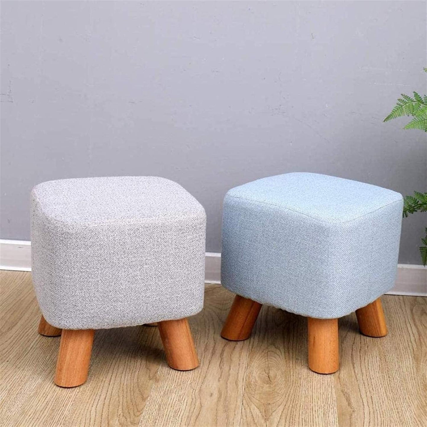 Puff Auxiliar Taburete Reposapies Cuadrado - Gris Claro