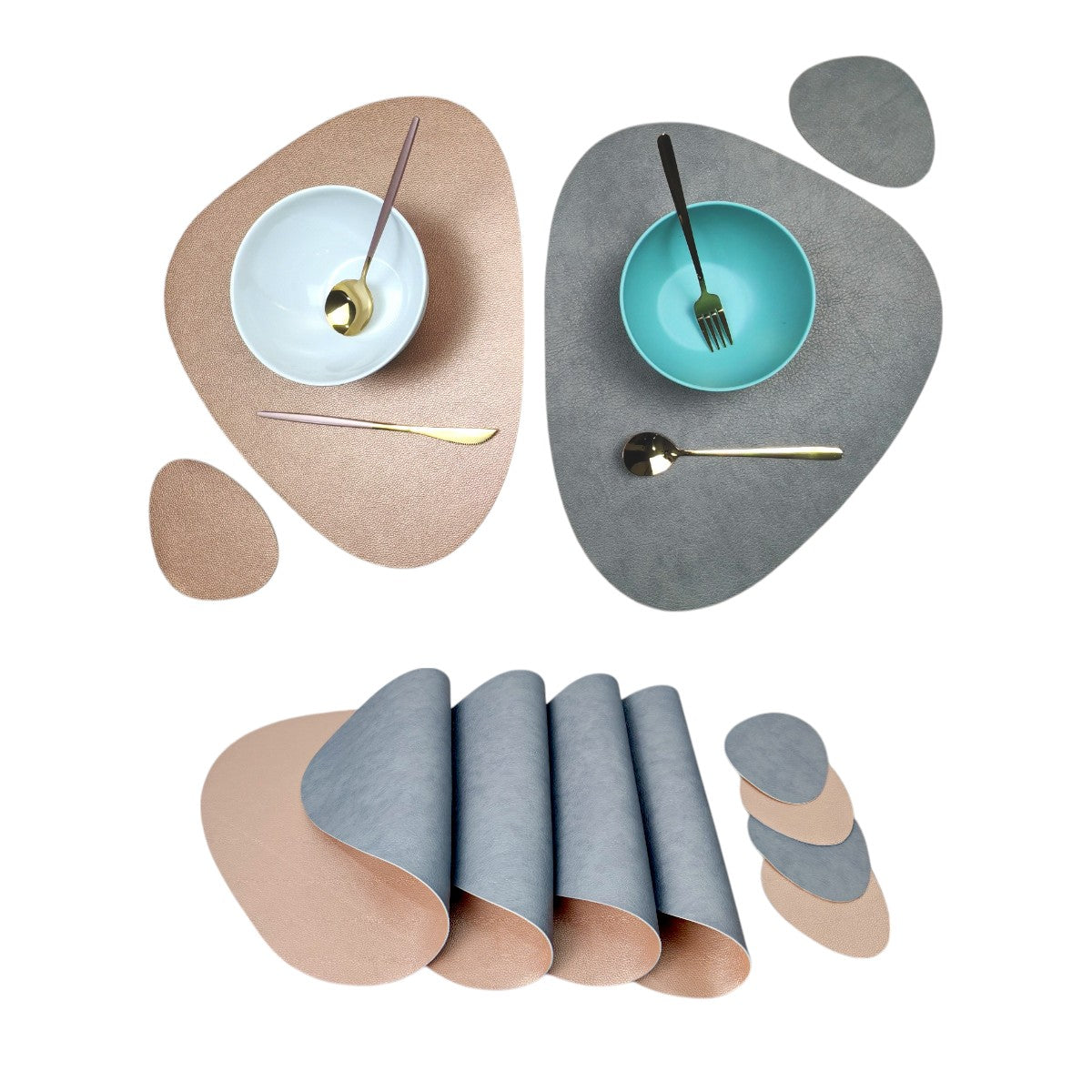 Individuales X4 Unid Para Comedor - Impermeable Doble Cara