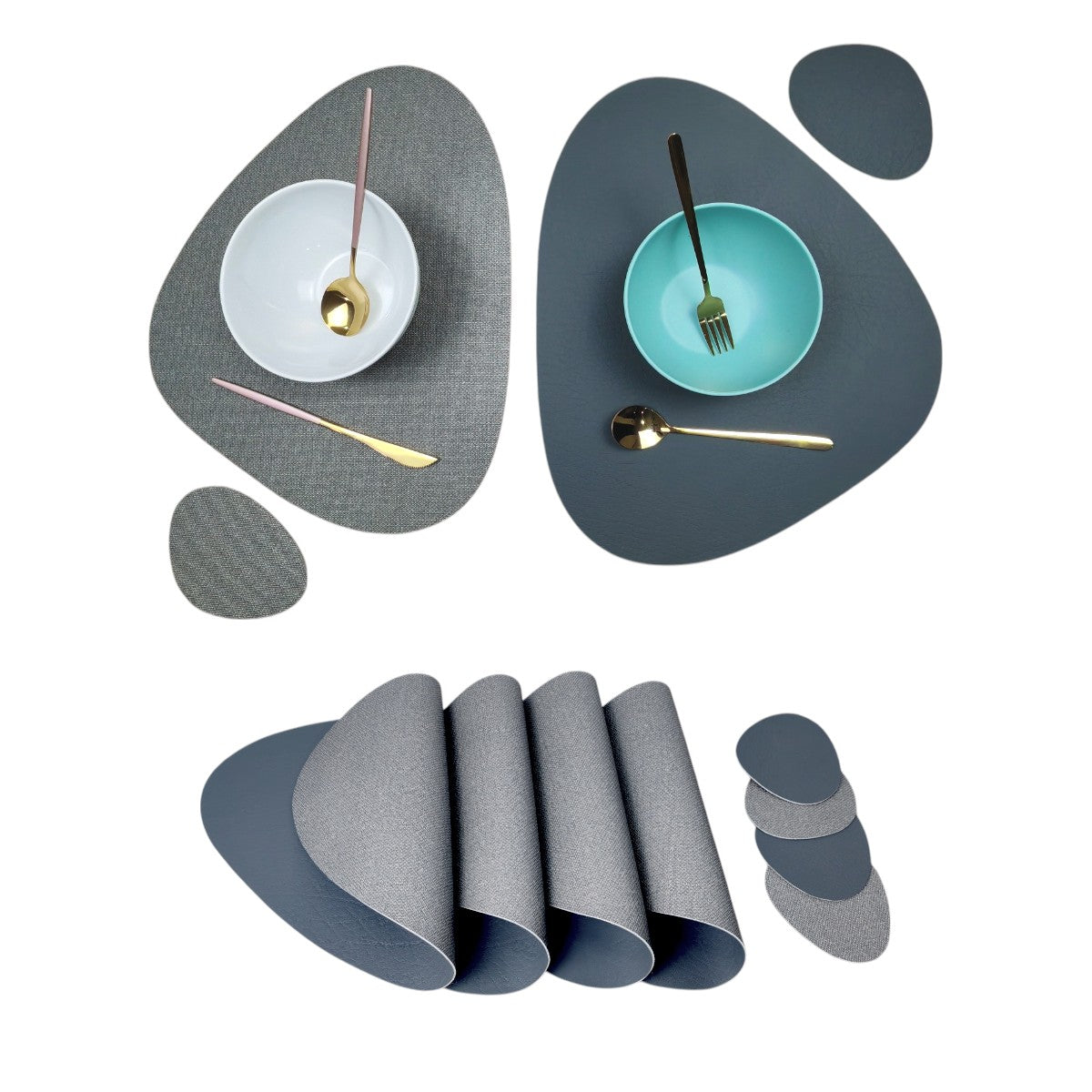 Individuales X4 Unid Para Comedor - Impermeable Doble Cara