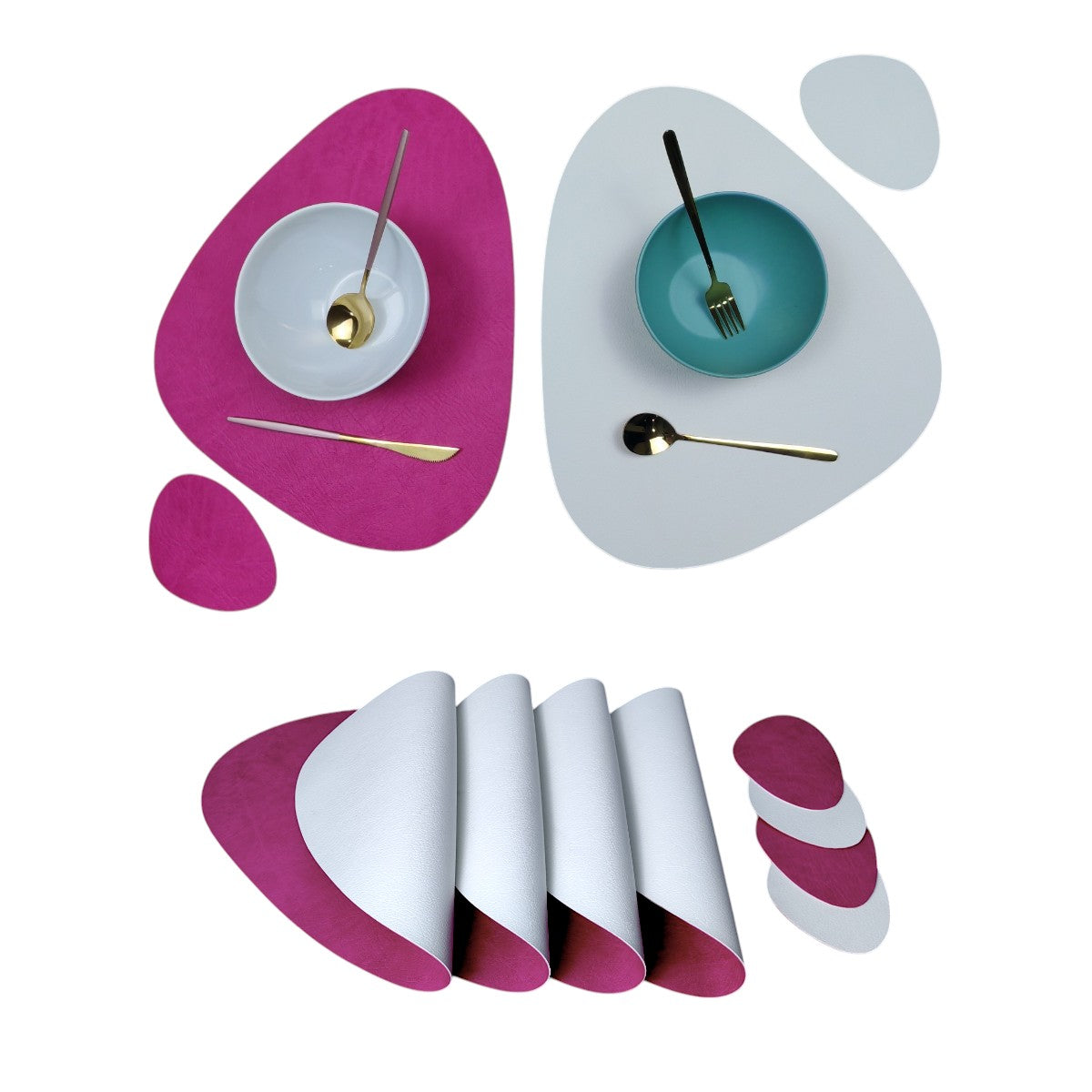 Individuales X4 Unid Para Comedor - Impermeable Doble Cara