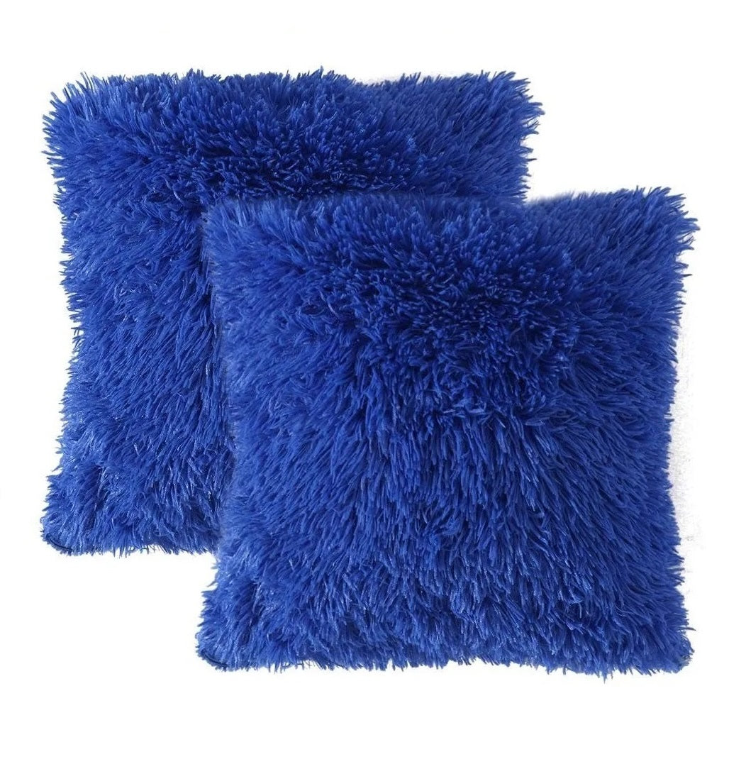 Funda Para Cojín Peludo - Azul Rey - Banzay