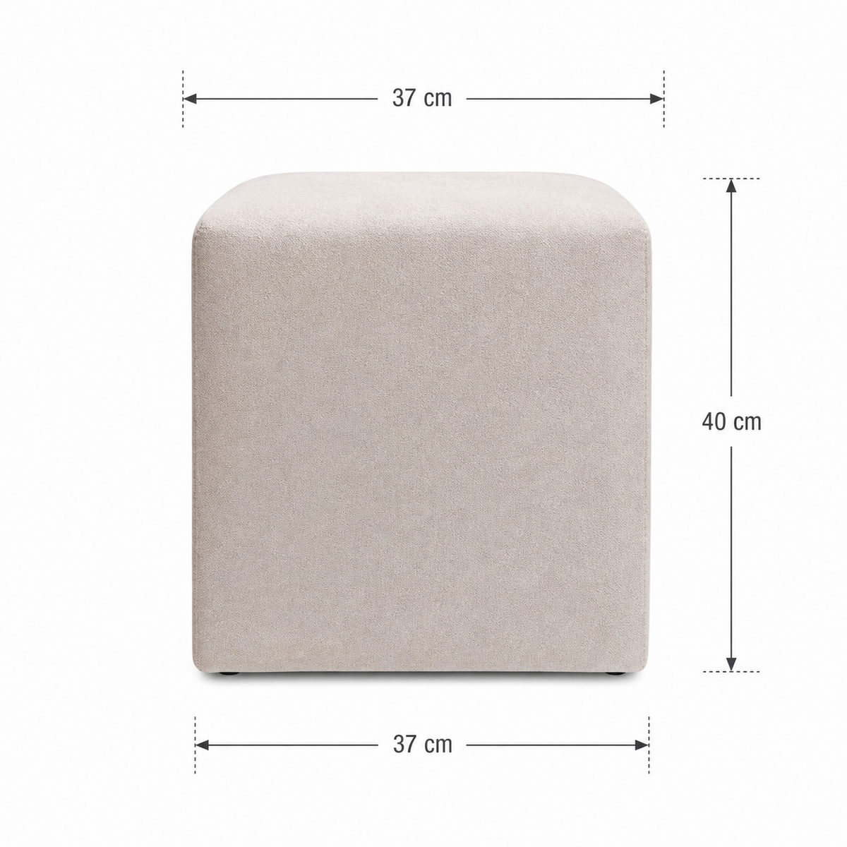 Puff 37x37 Cuadrado Tela Marfil - Banzay