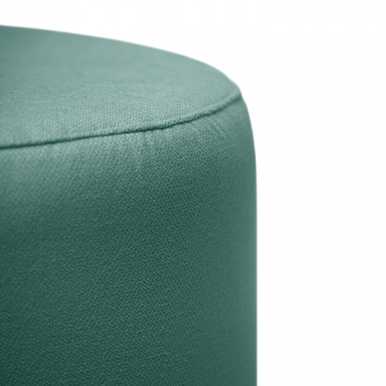 Puff 37X37 Redondo Tela Verde Esmeralda