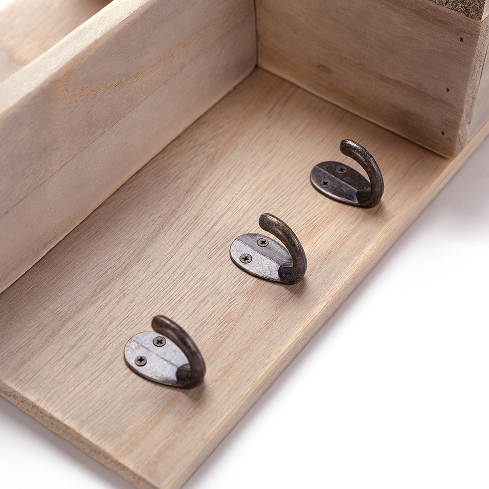 Repisa Organizador Correo Portallaves Madera Natural - Banzay