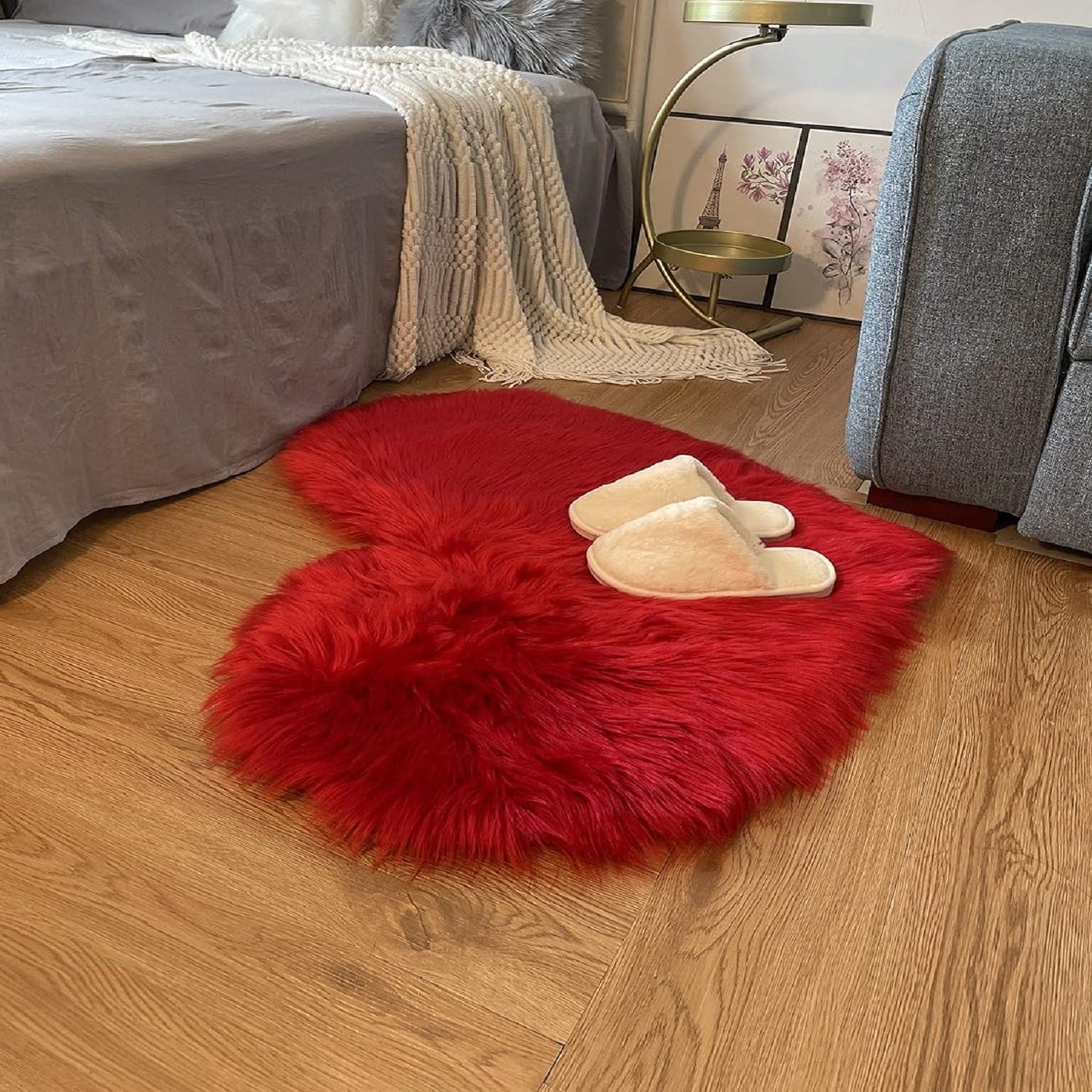 Tapete Corazón Peluche - Rojo