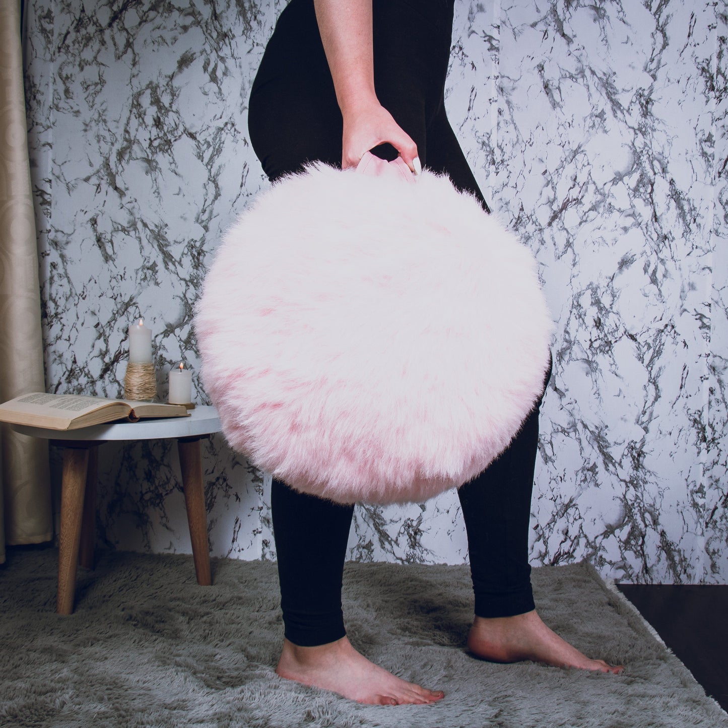 Cojín para Yoga y Meditación en Peluche - Rosado