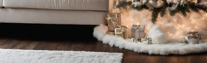 Pie De Árbol Navidad 140 cm Peludo - Blanco Perla