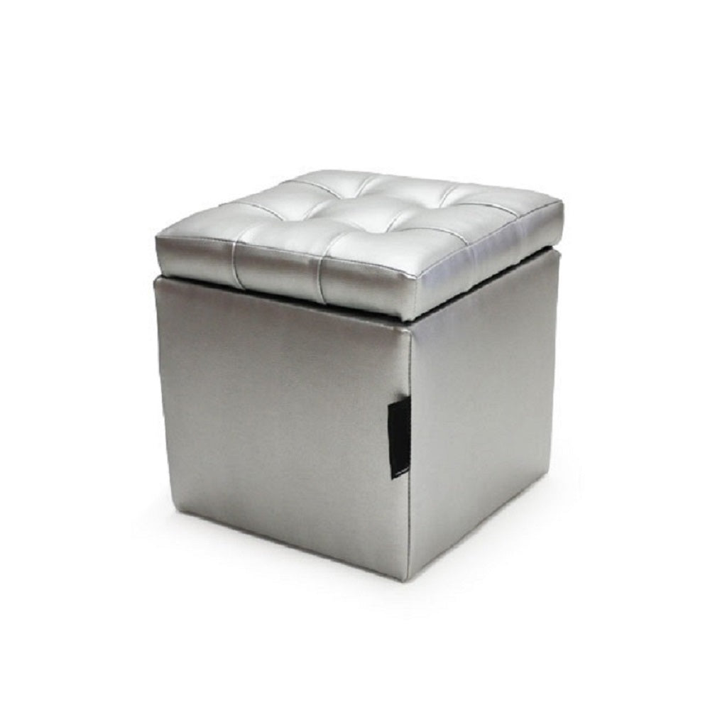 Baúl Organizador Puff Individual 40x40 - Plateado - Banzay
