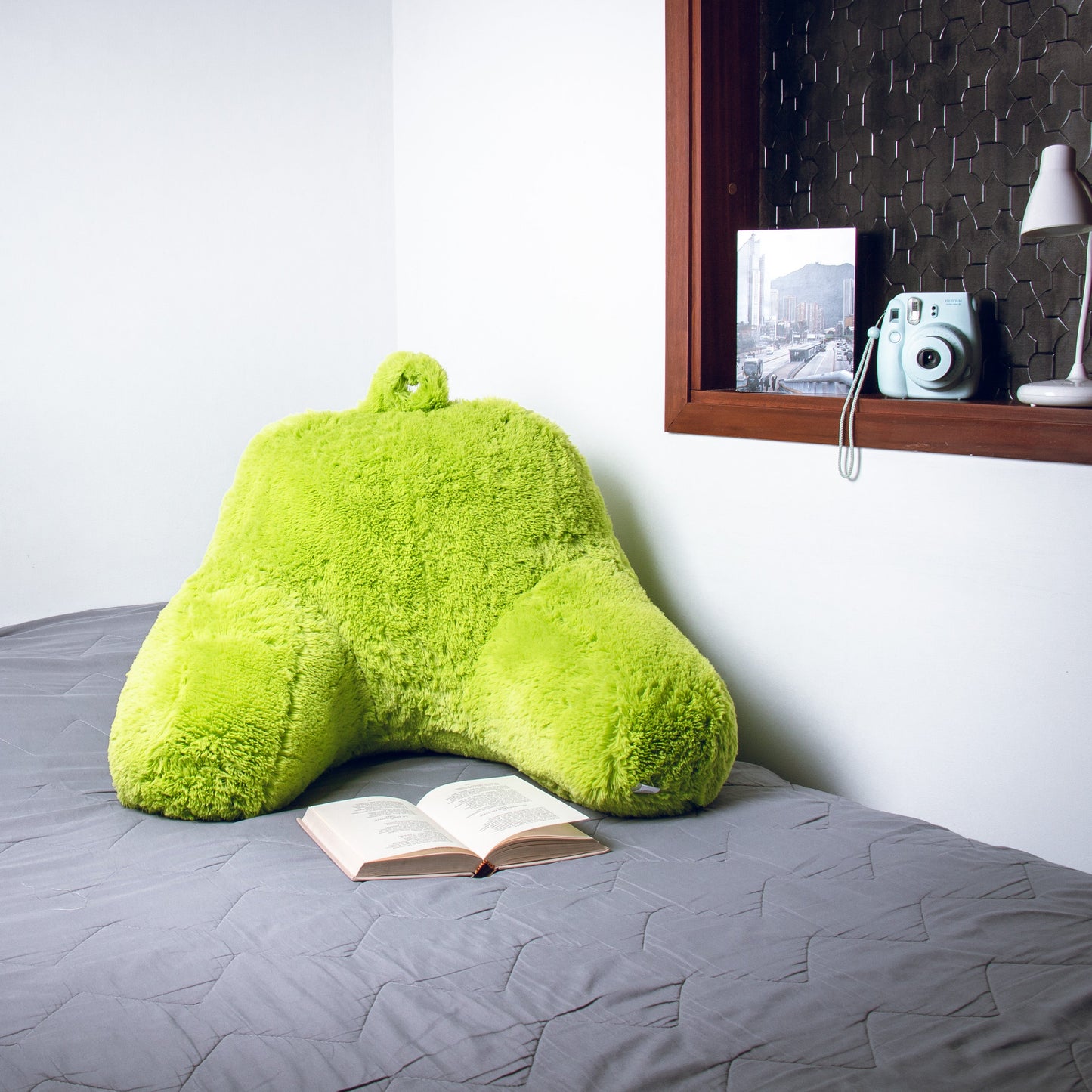 Cojín Anatómico Lectura y TV Peludo - Verde Limon