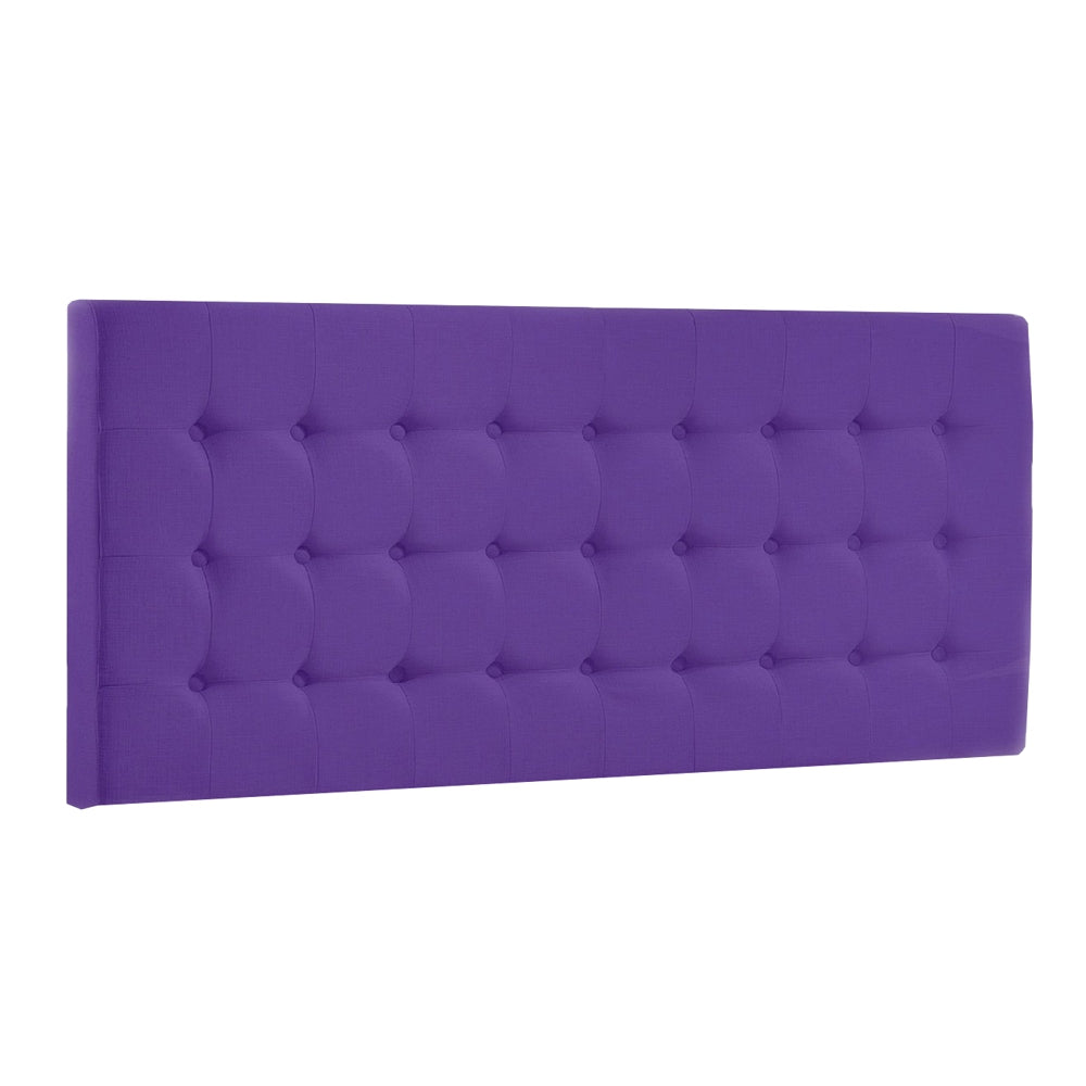 Cabecero En Cuero Sintético Cuadros - Morado