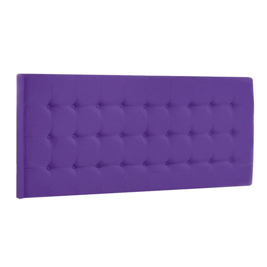 Cabecero En Cuero Sintético Cuadros - Morado