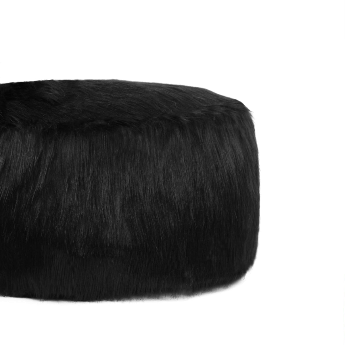 Descansapies Puff En Peluche - Negro