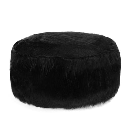 Descansapies Puff En Peluche - Negro