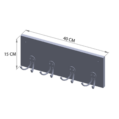 Perchero de Pared 4 Ganchos Dobles - Kallio