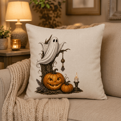 Funda Halloween Fantasma en el Arbol de Calabazas