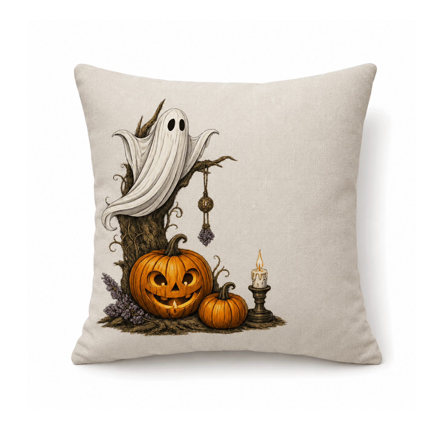 Funda Halloween Fantasma en el Arbol de Calabazas