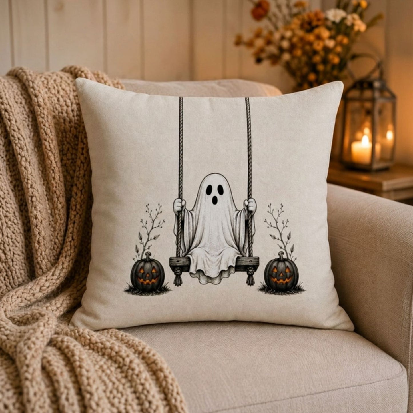 Funda Halloween Fantasma en Columpio