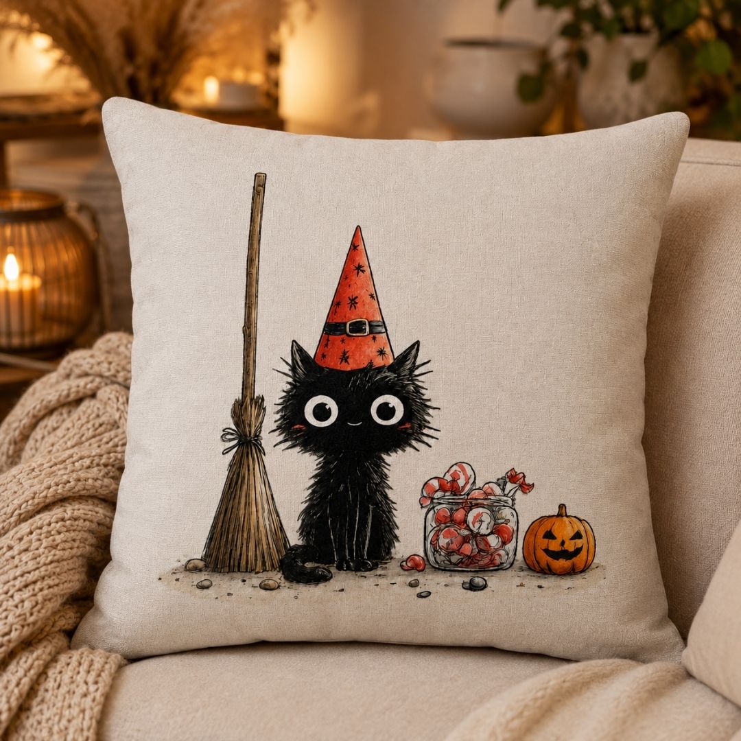 Funda Halloween Gato Pidiendo Dulces