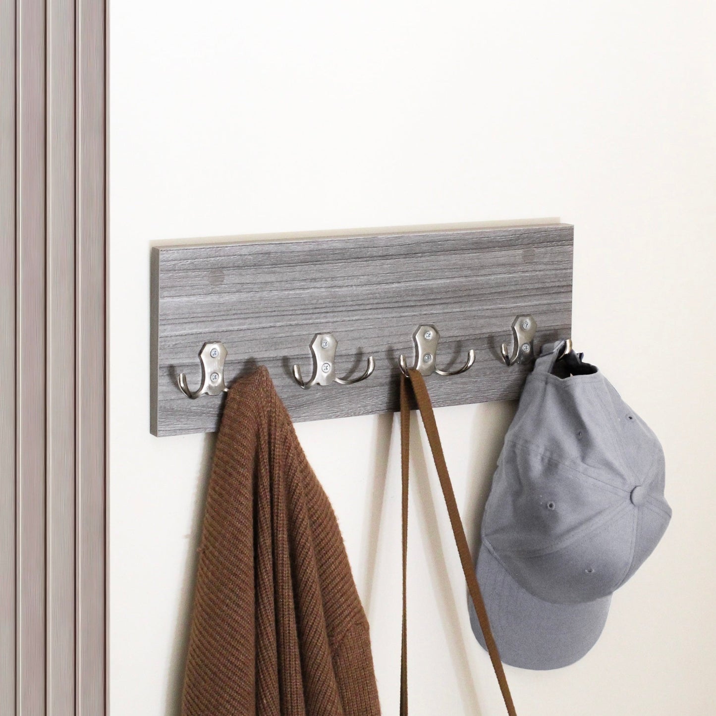 Perchero de Pared 4 Ganchos Dobles - Gris Humo