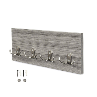 Perchero de Pared 4 Ganchos Dobles - Gris Humo