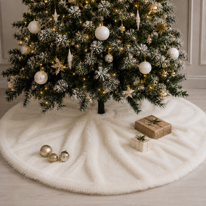 Pie De Árbol Navidad 120 cm Peludo - Blanco Perla - Banzay