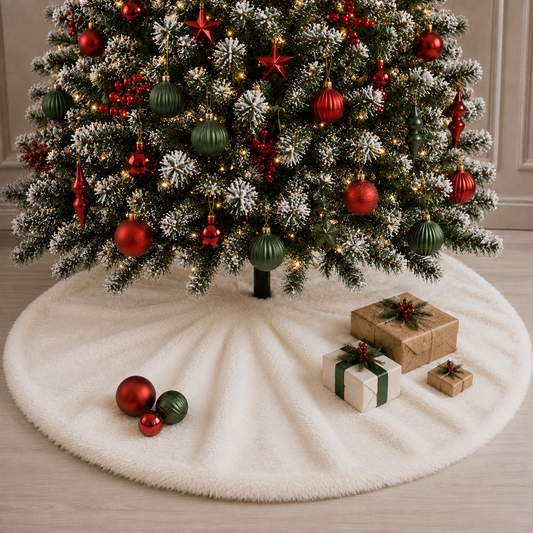 Pie De Árbol Navidad 120 cm Peludo - Blanco Perla - Banzay