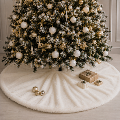 Pie De Árbol Navidad 140 cm Peludo - Blanco Perla - Banzay