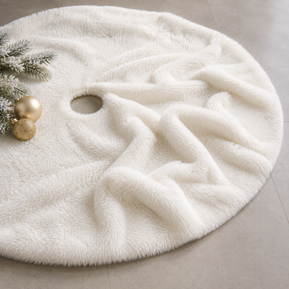 Pie De Árbol Navidad 140 cm Peludo - Blanco Perla - Banzay