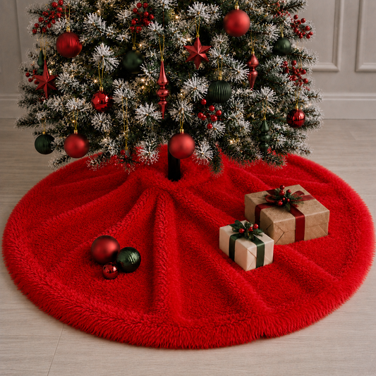 Pie De Árbol Navidad 100 cm Peludo Rojo - Banzay