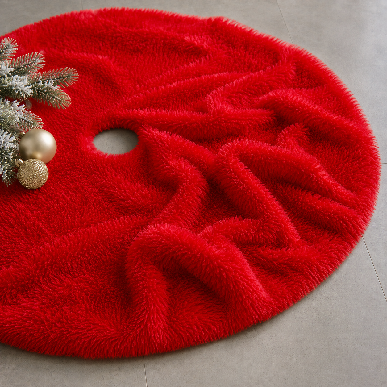 Pie De Árbol Navidad 100 cm Peludo Rojo - Banzay