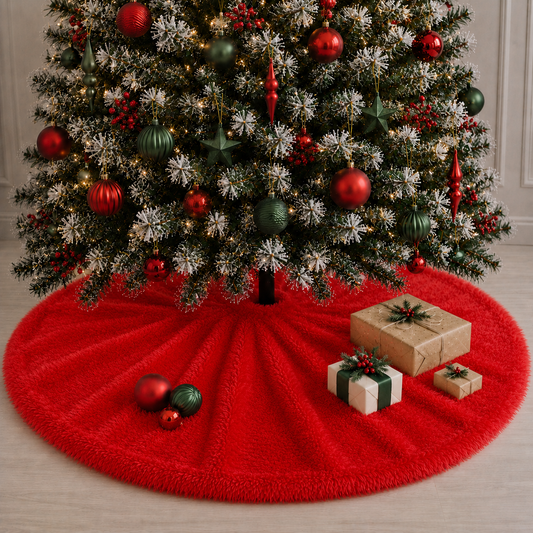 Pie De Árbol Navidad 140 cm Peludo Rojo - Banzay