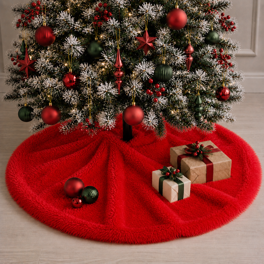 Pie De Árbol Navidad 80 cm Peludo Rojo - Banzay