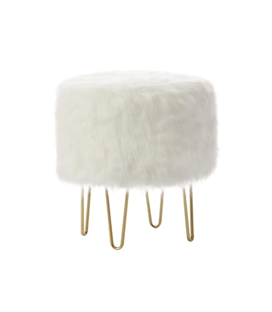 Silla Puff Peluche Tocador de Maquillaje - Blanco - Banzay