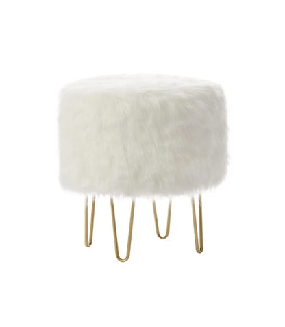 Silla Puff Peluche Tocador de Maquillaje - Blanco - Banzay