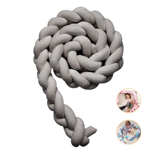 Cojín Protector Para Cuna De Bebe Trenza - Gris