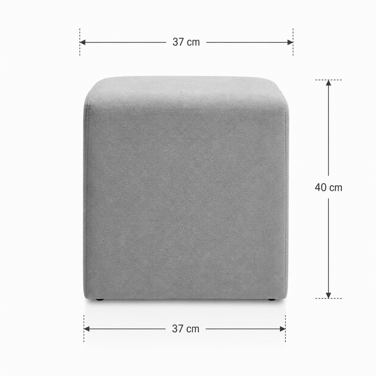 Puff 37x37 Cuadrado Tela Gris - Banzay