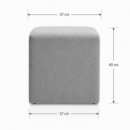 Puff 37x37 Cuadrado Tela Gris - Banzay