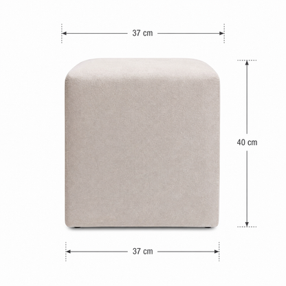 Puff 37x37 Cuadrado Tela Marfil - Banzay
