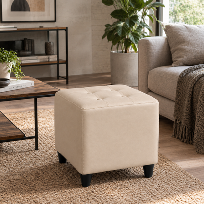 Puff Individual Sala y Auxiliar  - Beige - Banzay