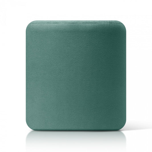 Puff 37X37 Redondo Tela Verde Esmeralda