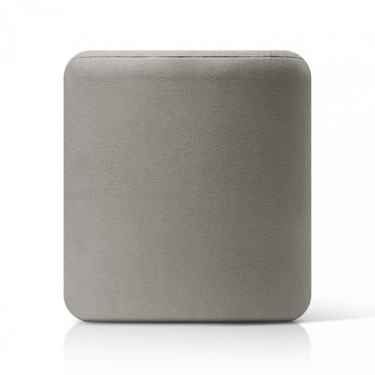 Puff 37X37 Redondo Tela Gris