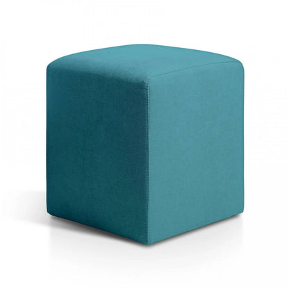 Puff 37x37 Cuadrado Tela Turquesa