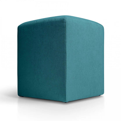 Puff 37x37 Cuadrado Tela Turquesa